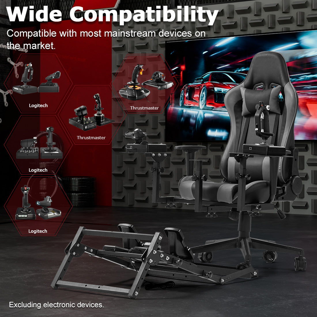 Zootopo Adjustable Flight Racing Simulator Cockpit with Seat Pedal Frame Fit for Thrustmaster Hotas Warthog/Logitech G29 G920,Simple Storage Multi-Function Home Office Use,No Joystick,Shifter,Pedal