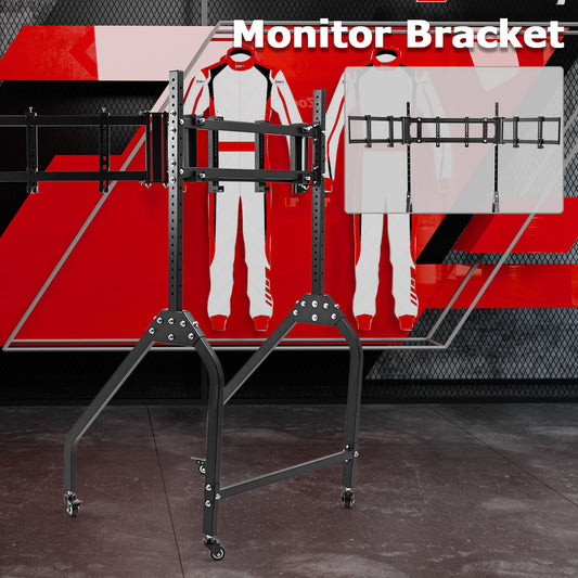 Zootopo Triple Monitor Stand with Locking Casters Premium Adjustable Mount for Racing Simulator,Featuring Full Motion Control for 27-32 inch Monitors,Immersive Viewing Experience