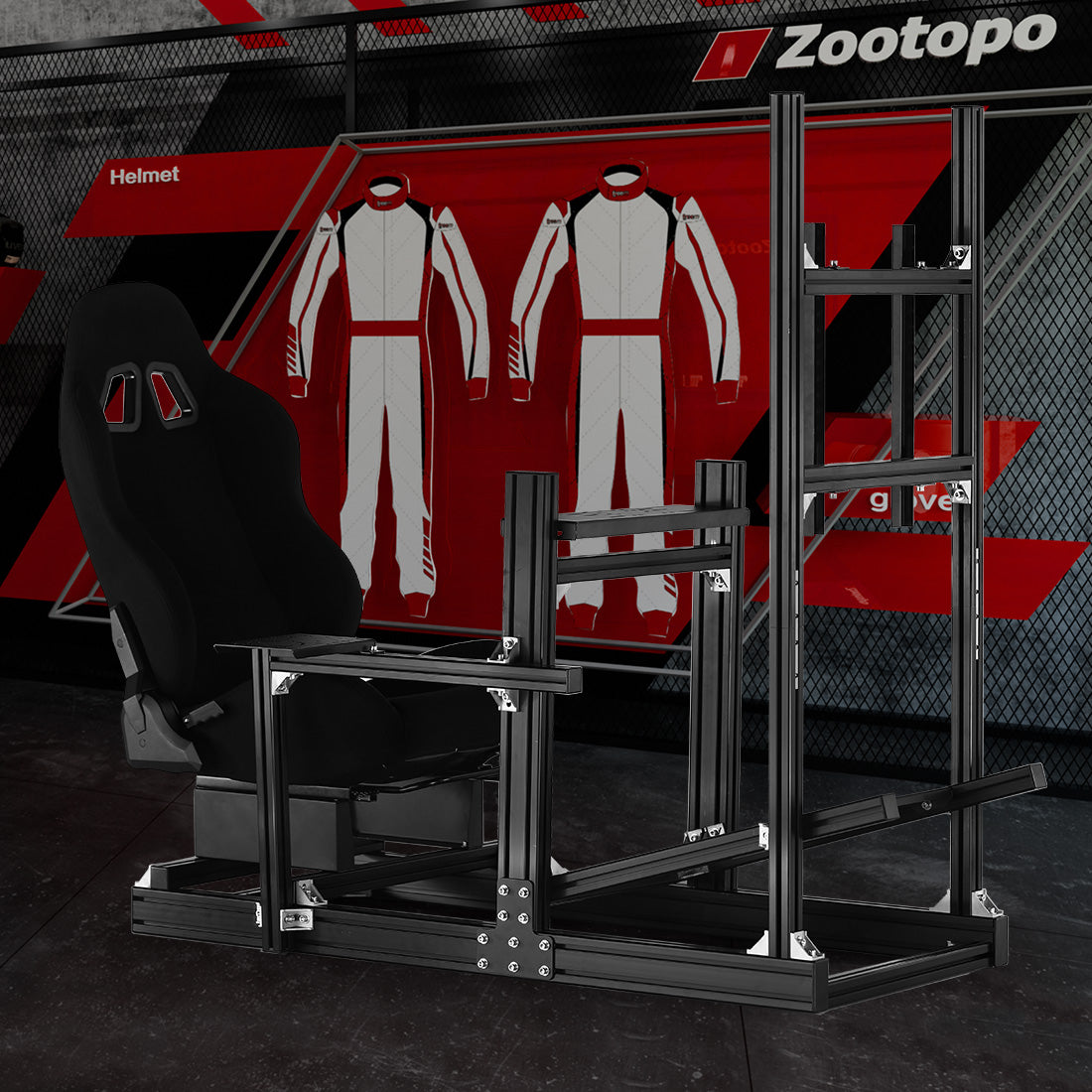 Zootopo 8040 Aluminum Profile Racing Sim Cockpit with Monitor Stand Fit Logitech G923 G920, Adjuatable Gaming Simulator Cockpit Not Include Steering Wheel,Pedals,Handbrake