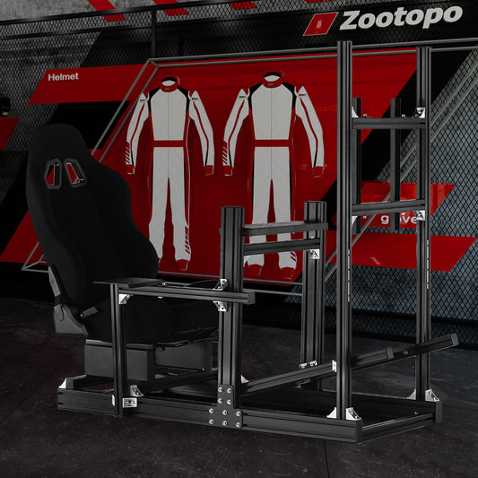 Zootopo 8040 Aluminum Profile Racing Sim Cockpit with Monitor Stand Fit Logitech G923 G920, Adjuatable Gaming Simulator Cockpit Not Include Steering Wheel,Pedals,Handbrake