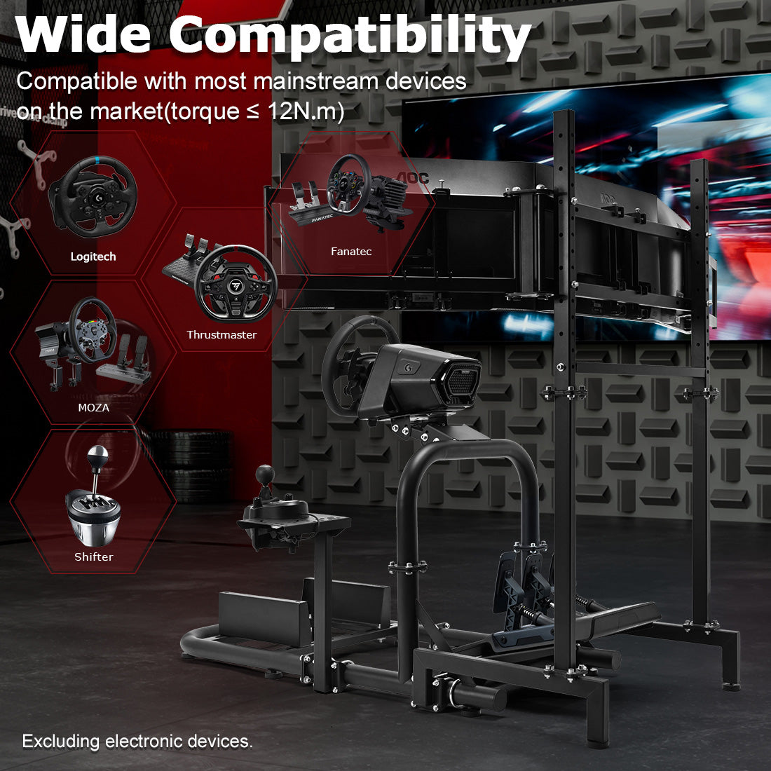 Zootopo Racing Driving Simulator Cockpit with with Triple Monitor Mount Fit for Logitech/Thrustmaster/Fanatec G27,G29,G920,G923,T300RS &CSL-DD Wheel Frame,No Steering Wheel,Pedal,Handbrake,Seat