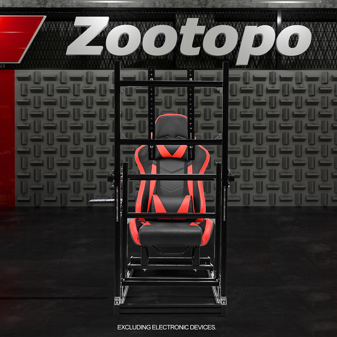 Zootopo Racing Simulator Cockpit with Red Seat and Monitor Mount, crafted from 3060 Aluminum Profile,Fit for Thrustmaster/Fanatec/Logitech G29 GPro, Unlimited Adjustment,Not Include Steering Wheel,Pedals,Handbrake