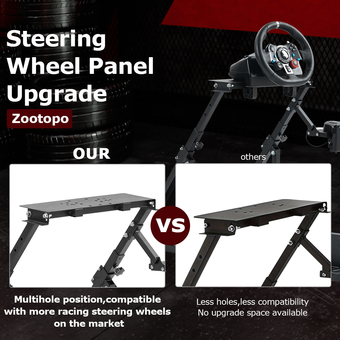 Zootopo Racing Wheel Stand Fit for Logitech G25 G27 G29 G920,Unlimited Adjustment,Foldable Racing Simulator Cockpit Frame,Not Included Shifter,Wheel,Pedals
