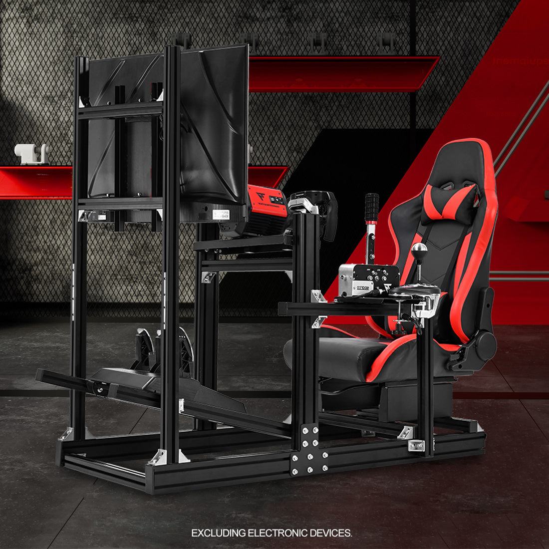 Zootopo 8040 Aluminum Profile Racing Sim Cockpit with Monitor Stand Fit Logitech G923 G920, Adjuatable Gaming Simulator Cockpit with Red Seat Not Include Steering Wheel,Pedals,Handbrake