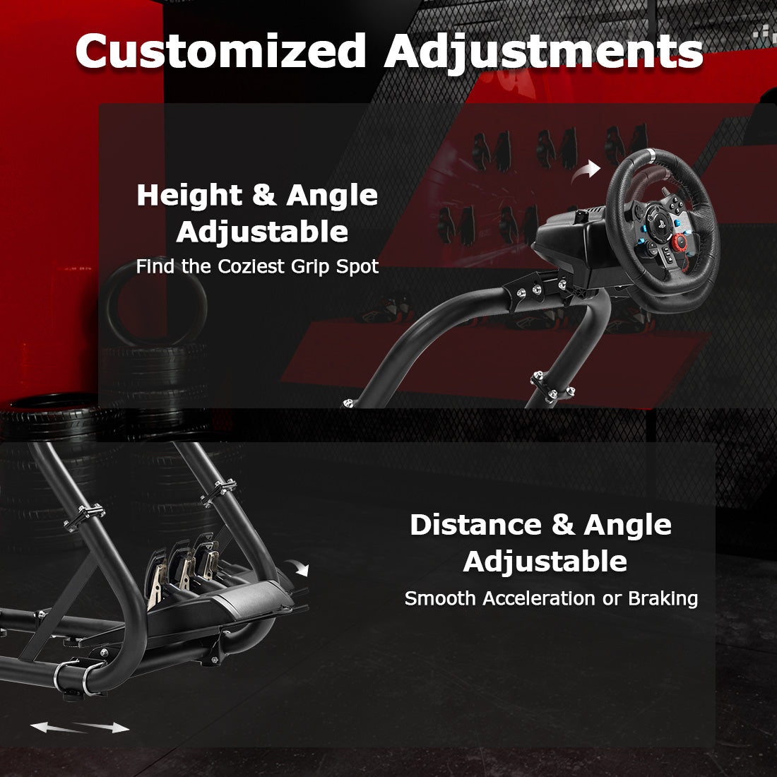 Zootopo Professional Racing Simulator Cockpit with Triple Monitor Stand, Fit for Logitech G920/Thrustmaster/Moza, Streamlined Dual-arm Design, No Wheel, Pedals, Handbrake, Seat and Monitor