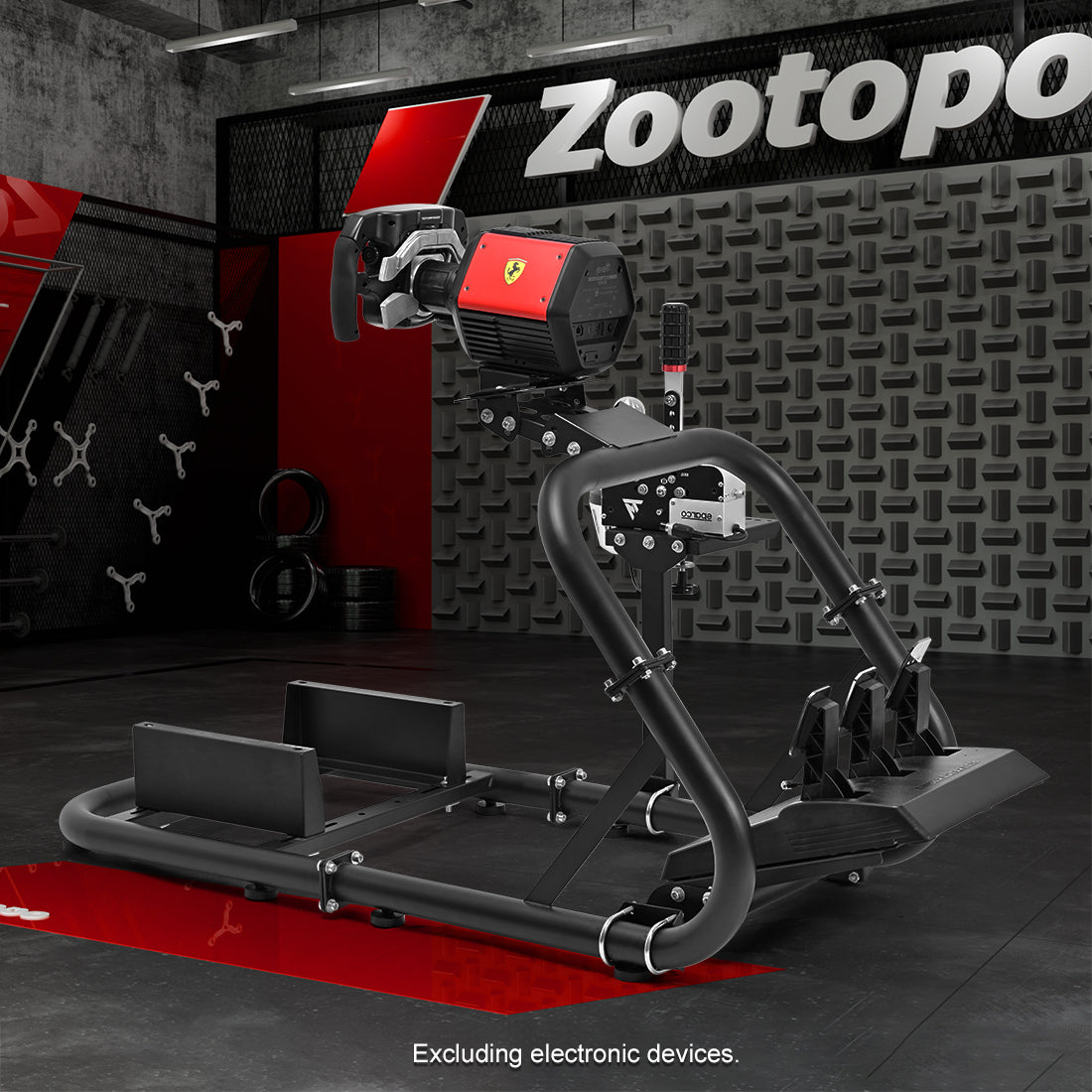 Zootopo Professional Racing Simulator Cockpit Frame Large Round Tube, Fit for Logitech G920/Thrustmaster/Moza, Streamlined Dual-arm Design, No Wheel, Pedals, Handbrake, Seat and Monitor Stand