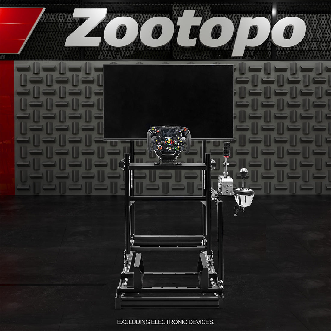 Zootopo Racing Simulator Cockpit with Monitor Mount, crafted from 3060 Aluminum Profile, Fit for Thrustmaster/Fanatec/Logitech G29 GPro, Unlimited Adjustment,Not Include Steering Wheel,Pedals,Handbrake