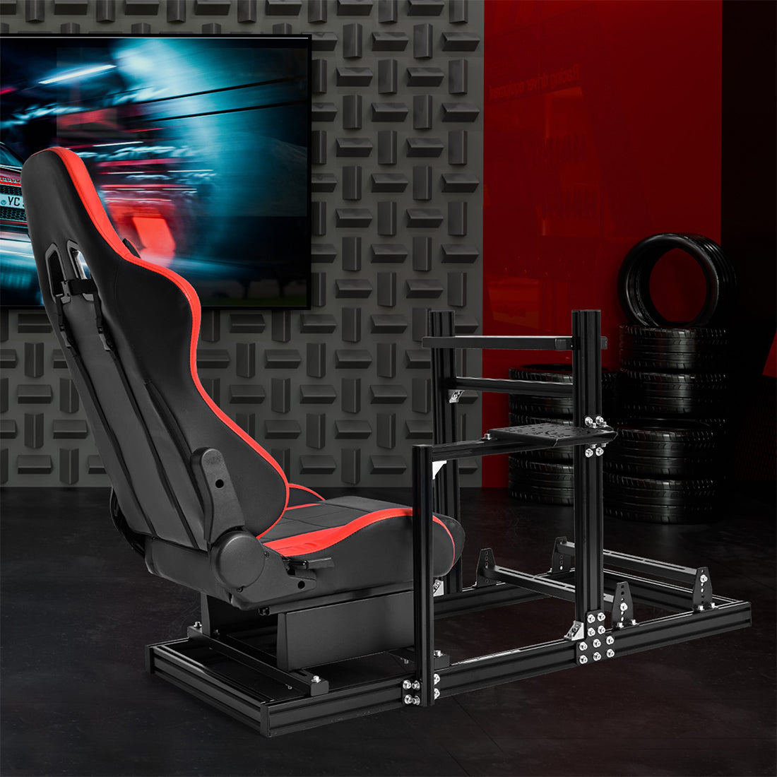 Zootopo Aluminum Profile 3060 Racing Simulator Cockpit with Seat,Fit for Thrustmaster/Fanatec/Logitech G29 ,  featuring infinite adjustability,  Not Include Steering Wheel,Pedals,Handbrake