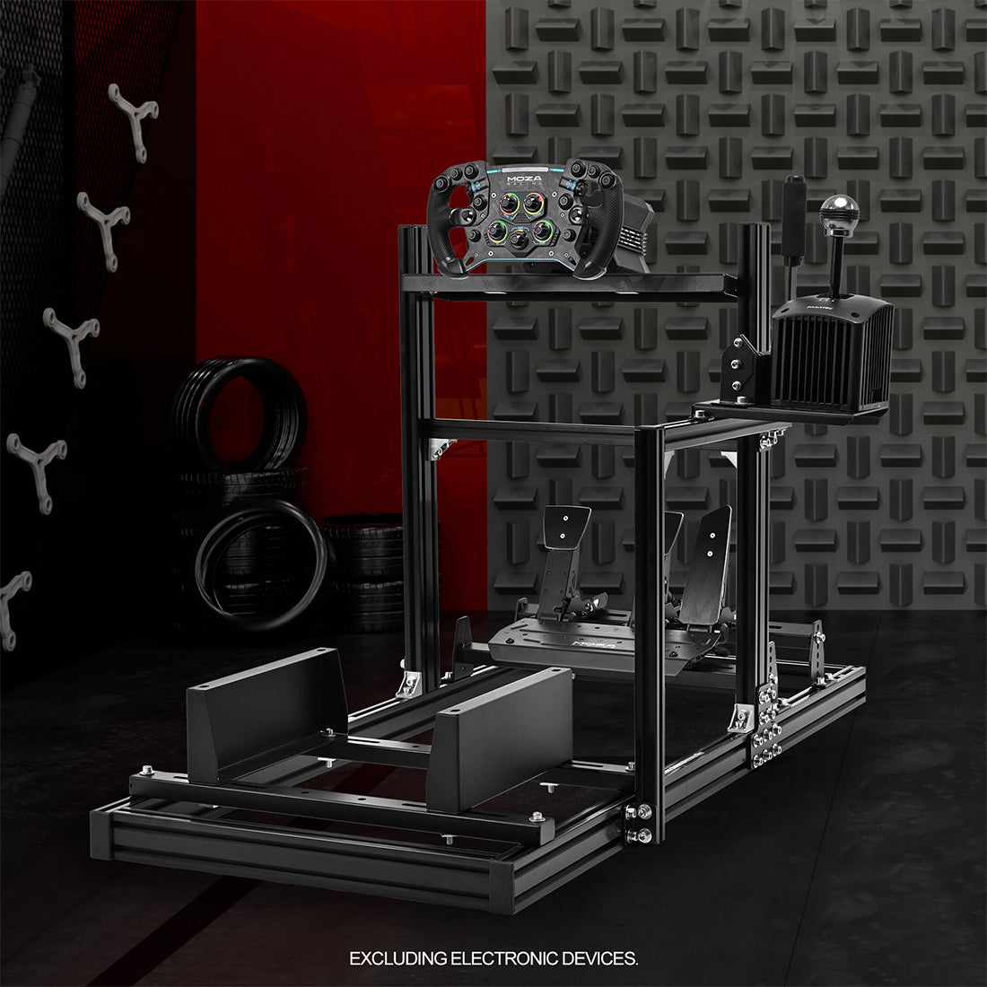 Zootopo 3060 Aluminum Profile Racing Simulator Cockpit, Infinitely Adjustable, Compatible with Thrustmaster/Fanatec/Logitech G29 steering wheels, specifically designed for the Sim Frame 3060 chassis. Does not include steering wheel, pedals, or handbrake