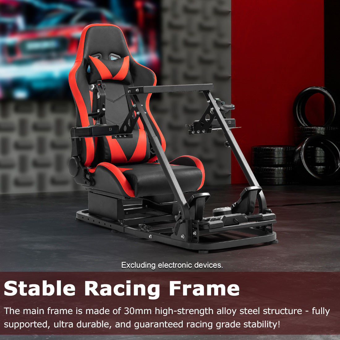 Zootopo Flight Simulator Cockpit with Red Seat Fit for Fanatec/Moza/Logitech X52 PRO/THRUSTMASTER A10,T.16000M FCS Adjustable Versatile,No Joystick,Handbrake,Shifter,Pedals,Steering Wheel,TV Mount