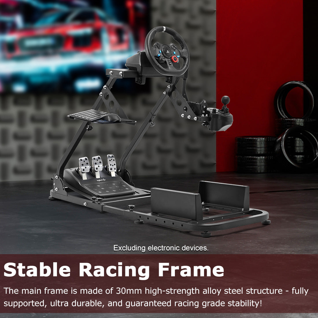 Zootopo Flight Racing Simulator Stand Fit for Fanatec/Moza/Logitech X52 PRO/Thrustmaster A10,T.16000M FCS Adjustable Versatile,No Joystick,Handbrake,Shifter,Pedals,Steering Wheel,TV Mount,Seat